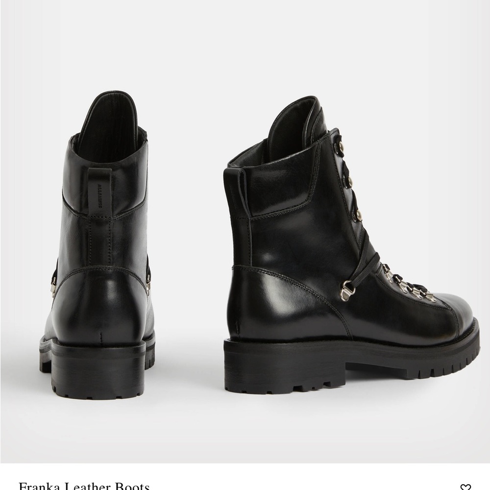 NWT All Saints Franka Leather Hiking Combat Boots in Black Size 9 - Picture 7 of 16
